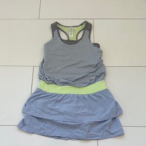 Ivivva blue Gray and Lime Green Athletic Romper Tank and Skirt Set 10